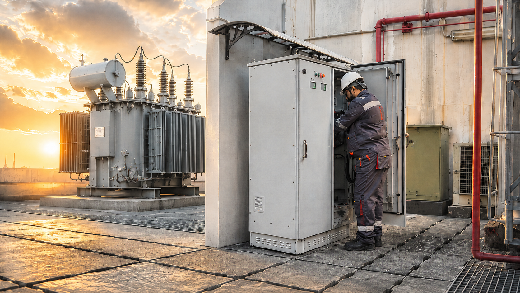 Field engineers performing on-line moisture diagnostics on a power transformer